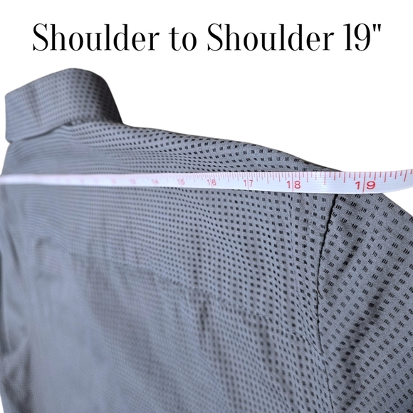 Calvin Klein Infinite Non-Iron Button Up Shirt Mens Large Gray Check 100% Cotton - Picture 9 of 13